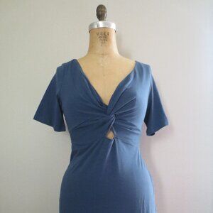 Pact Organic Luxe Cotton Jersey Blue-Gray Knot Maxi Dress